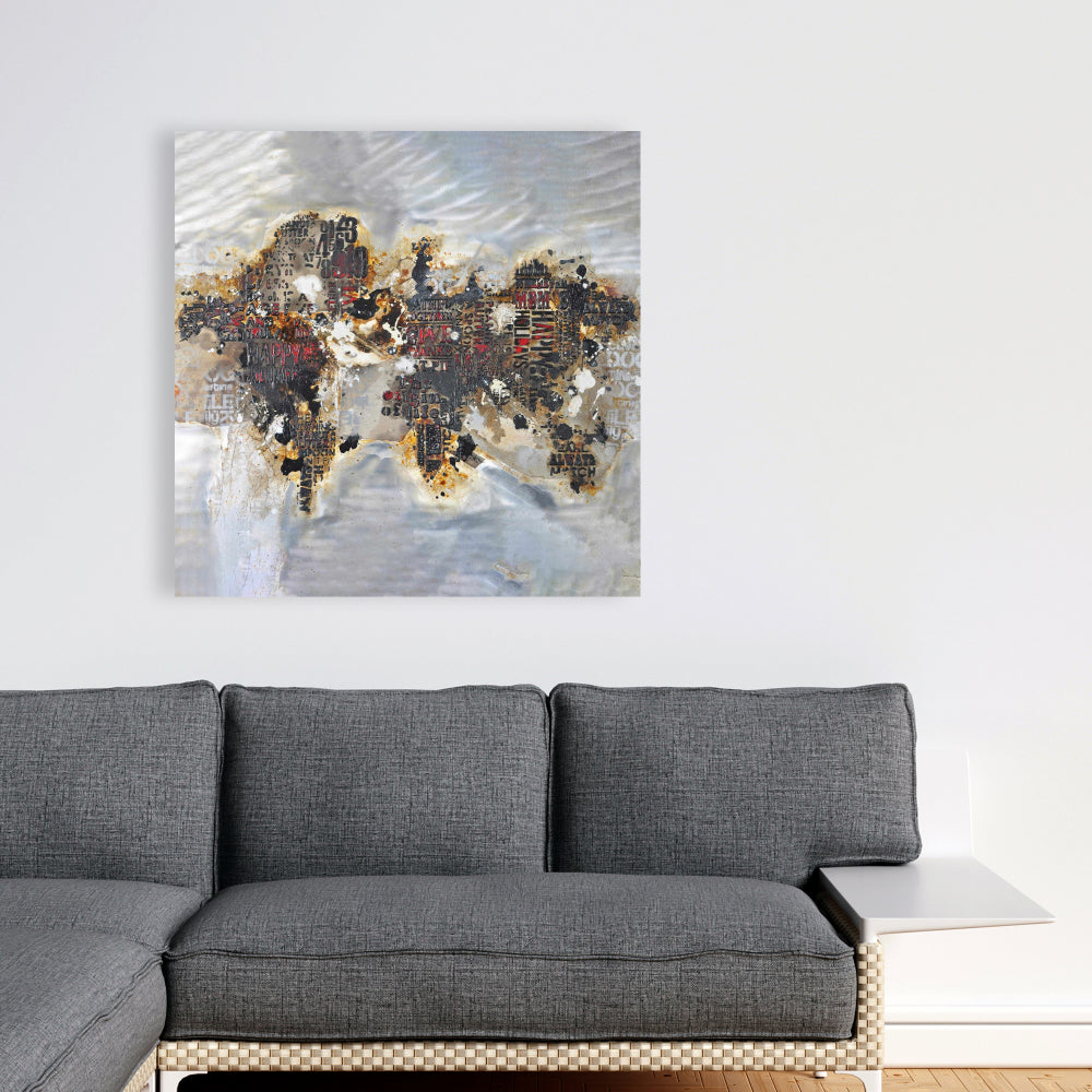 Carte du monde texturée sur toile | Décoration murale moderne pour chambre à coucher