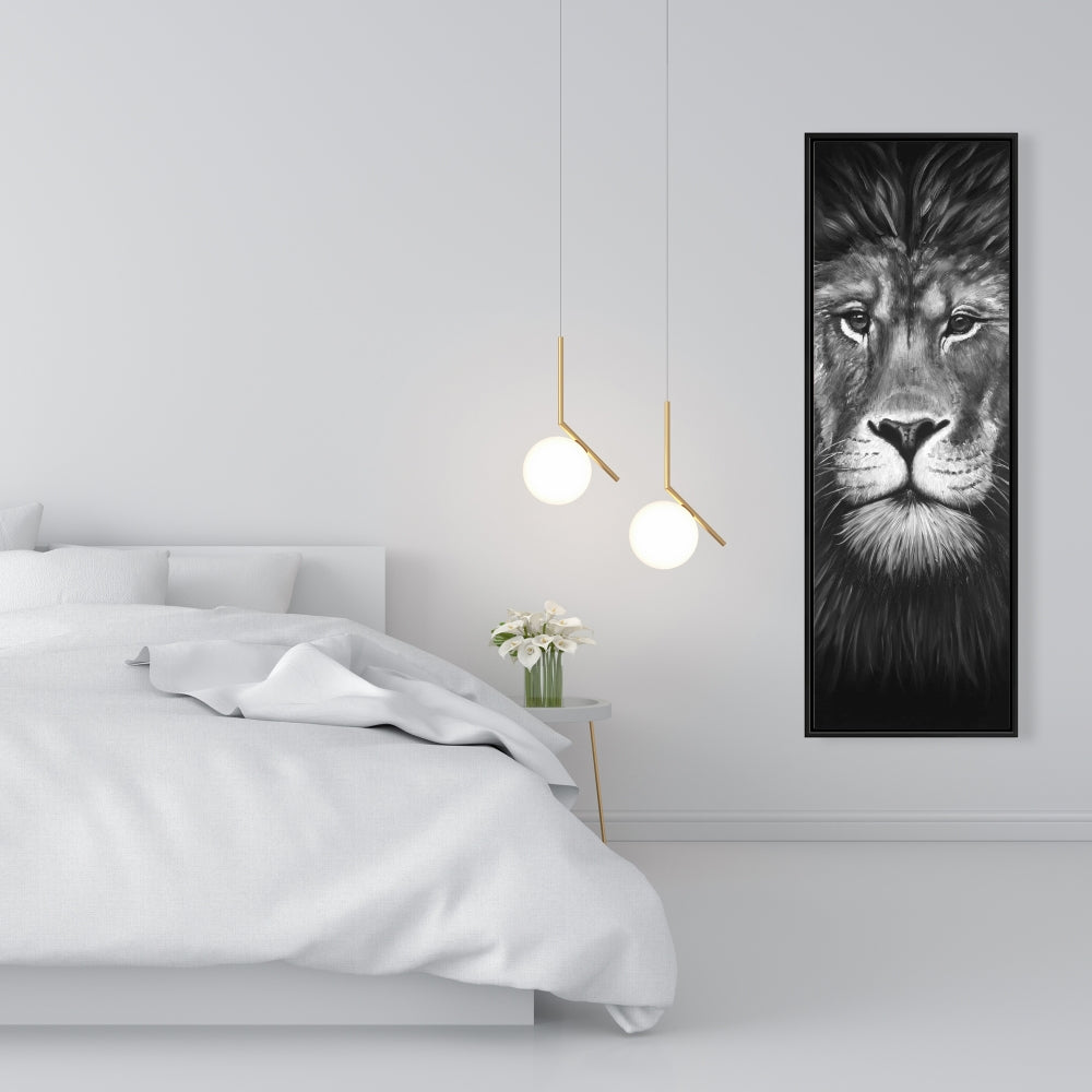 Lion Portrait - White African Framed Canvas | Home Decor Art