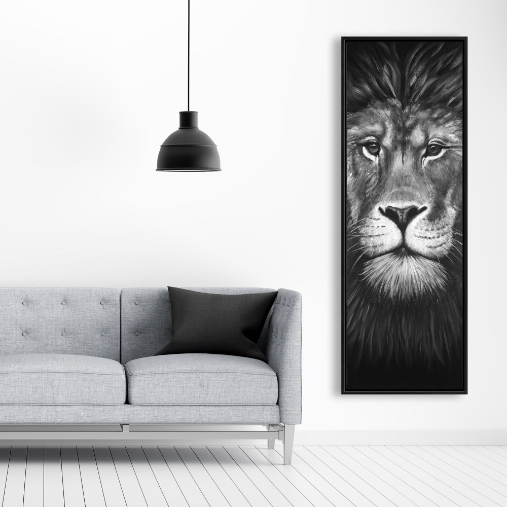 Lion Portrait - White African Framed Canvas | Home Decor Art