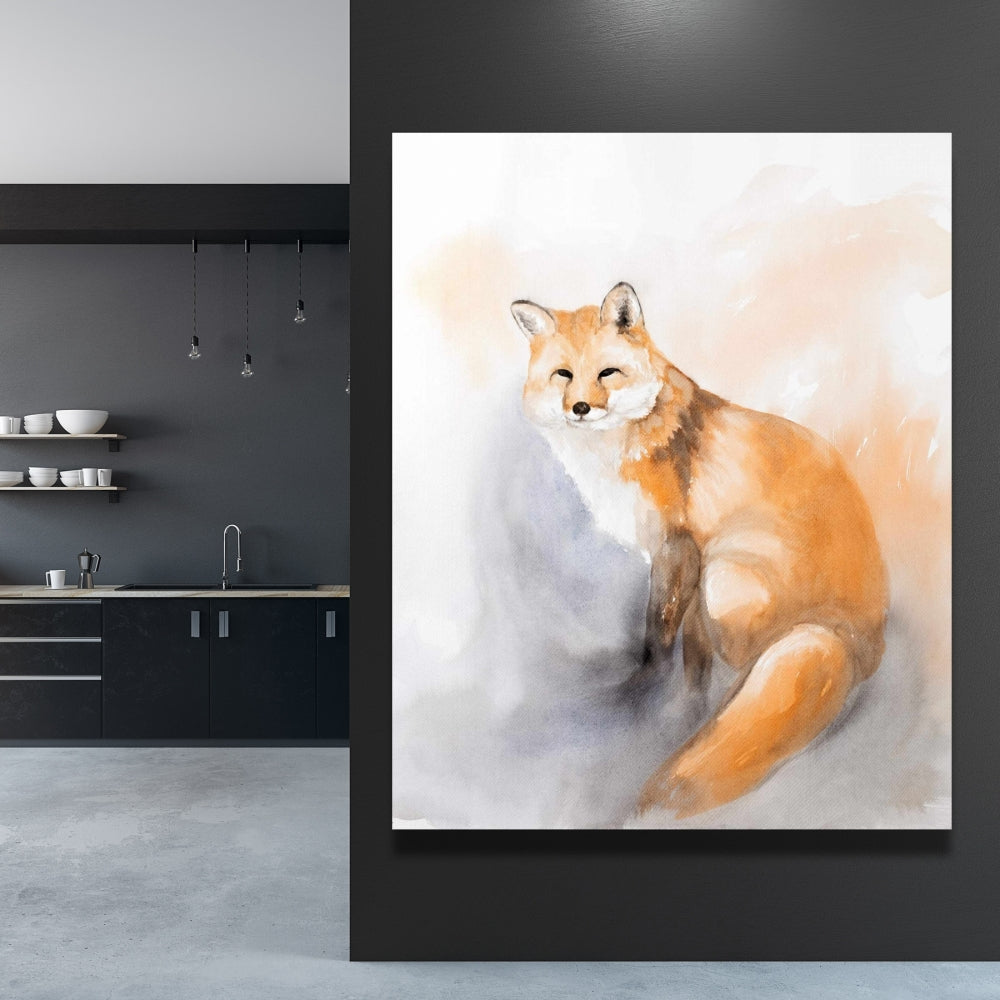 Watercolor Fox Canvas | Rustic Animal Decor for Bedroom