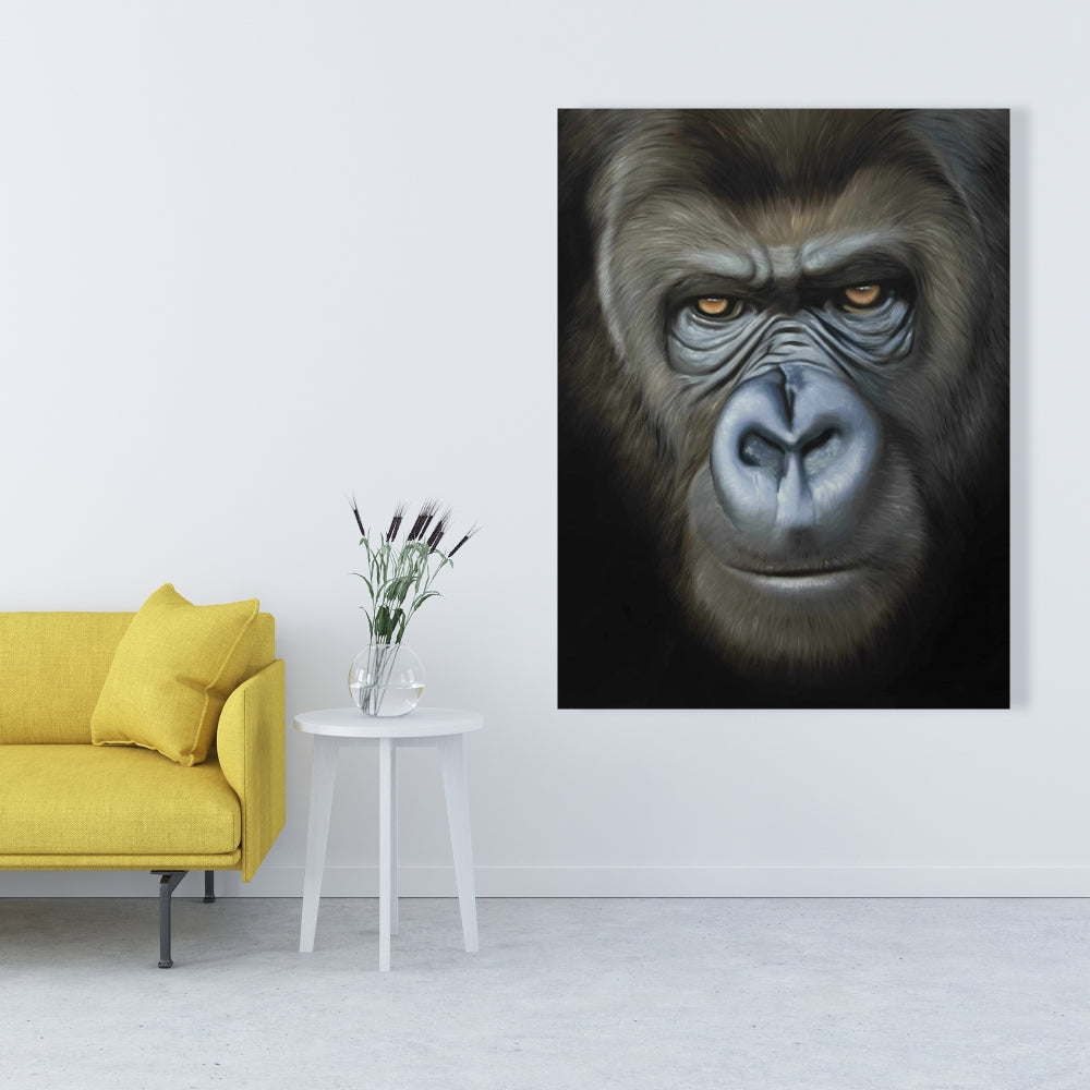 Brown Gorilla Face Canvas - African Wildlife Home Decor
