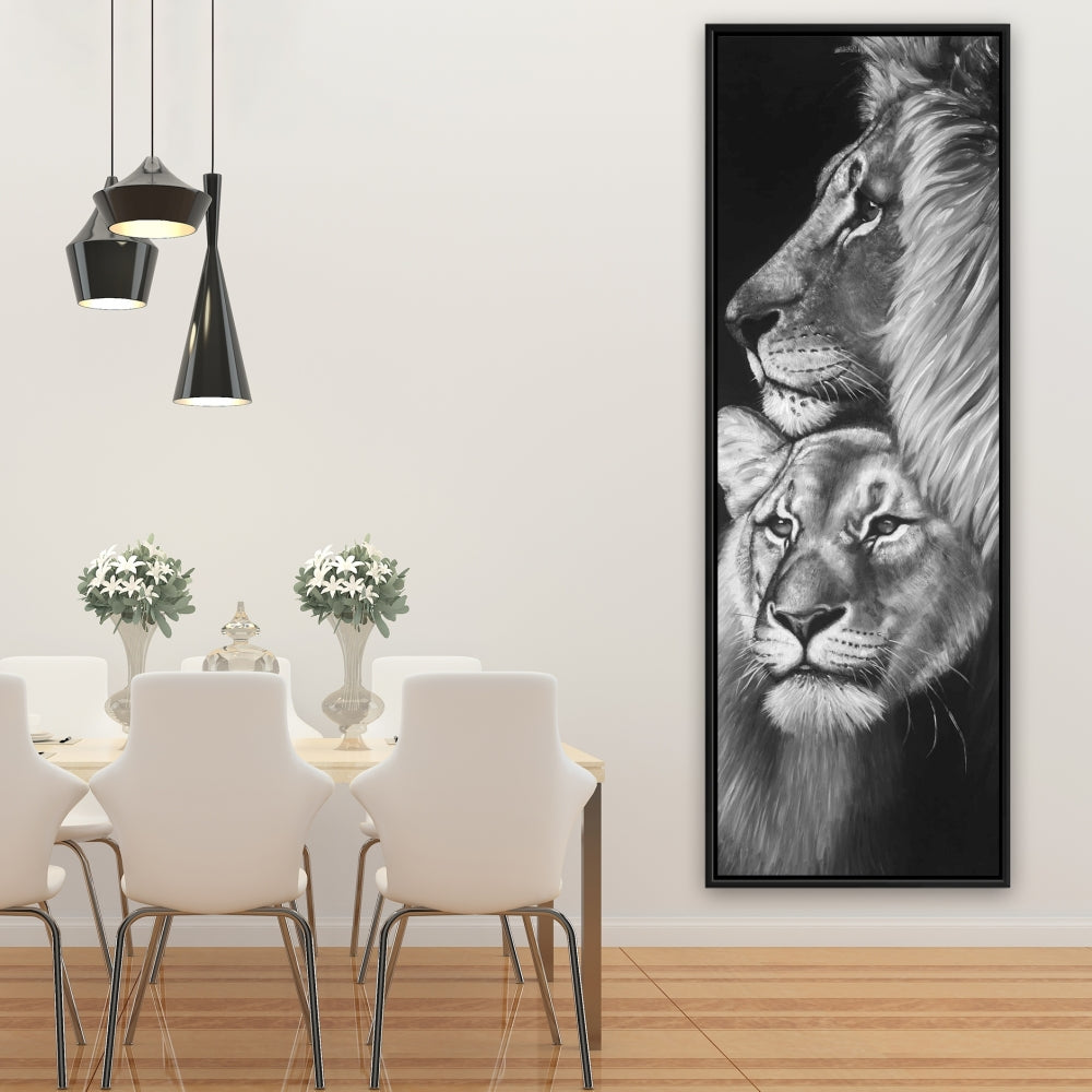 Lion and Lioness Framed Canvas | Bedroom Decor African Art