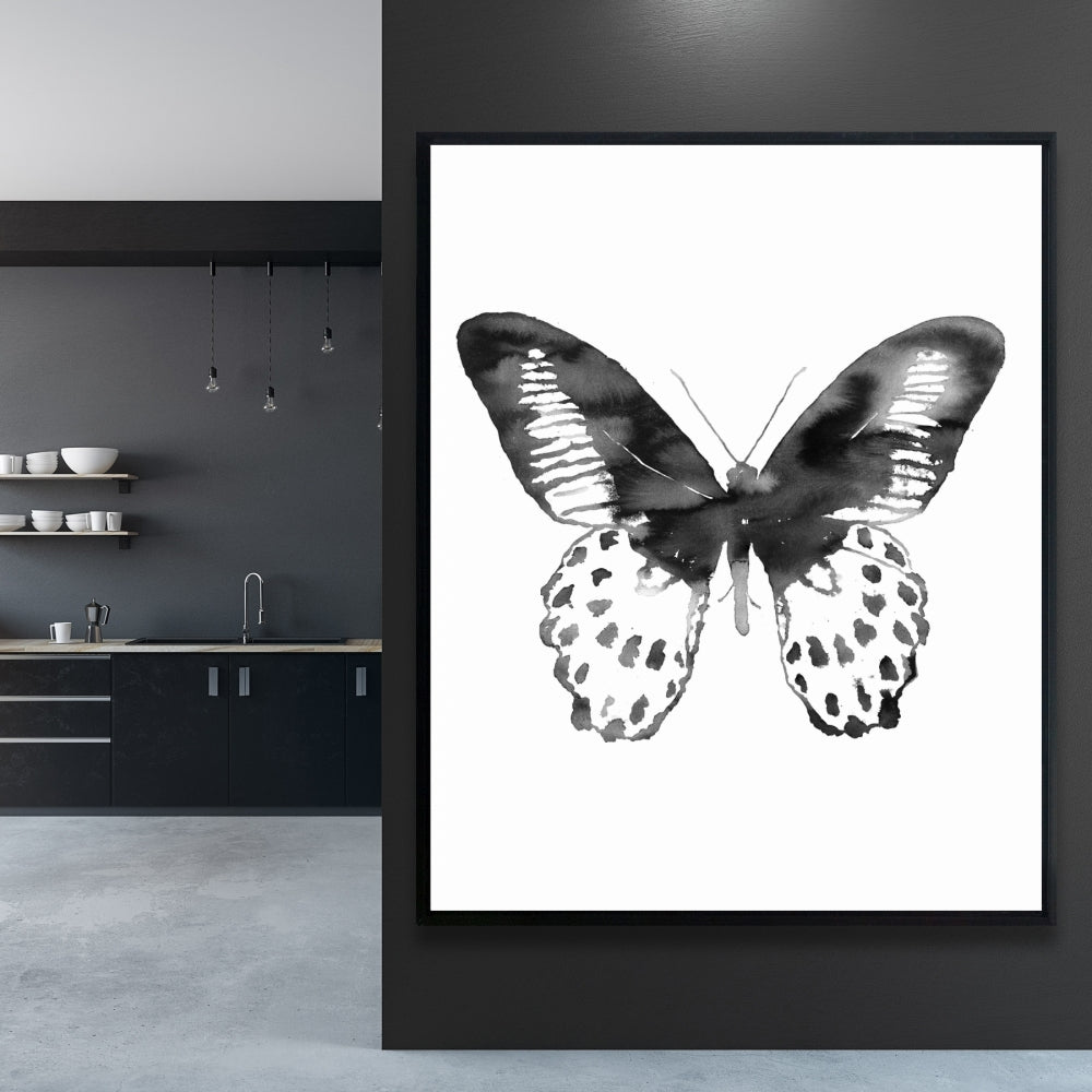 Toile encadrée minimaliste Papillon noir | Décoration d'intérieur