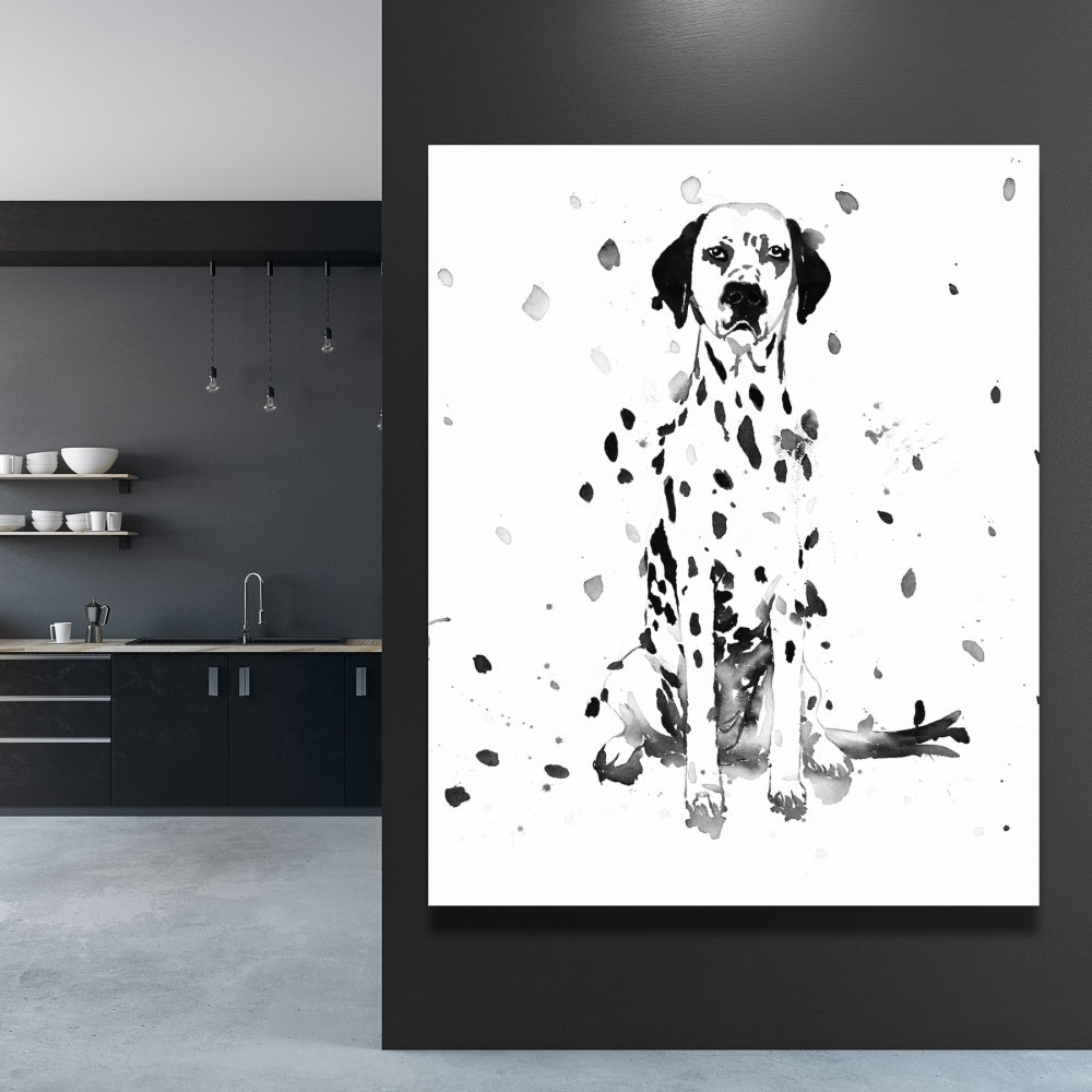 Minimalist Dalmatian Dog Canvas - White Bedroom Wall Decor