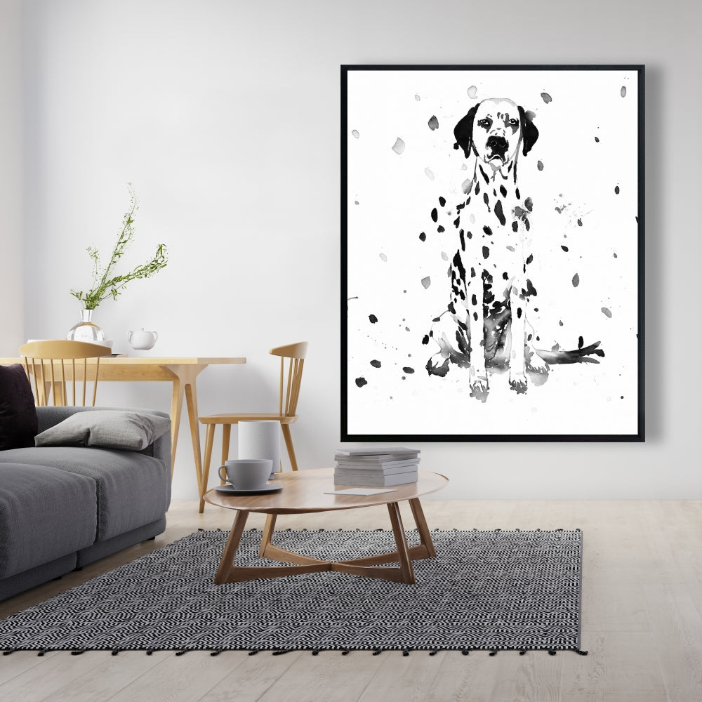 Toile encadrée représentant un chien dalmatien | Décoration pour chambre d'enfant | Art pour la maison