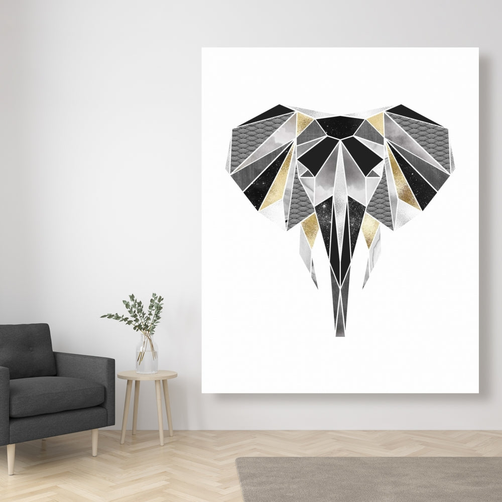 Geometric Elephant Gray Canvas | Home Decor Wall Art
