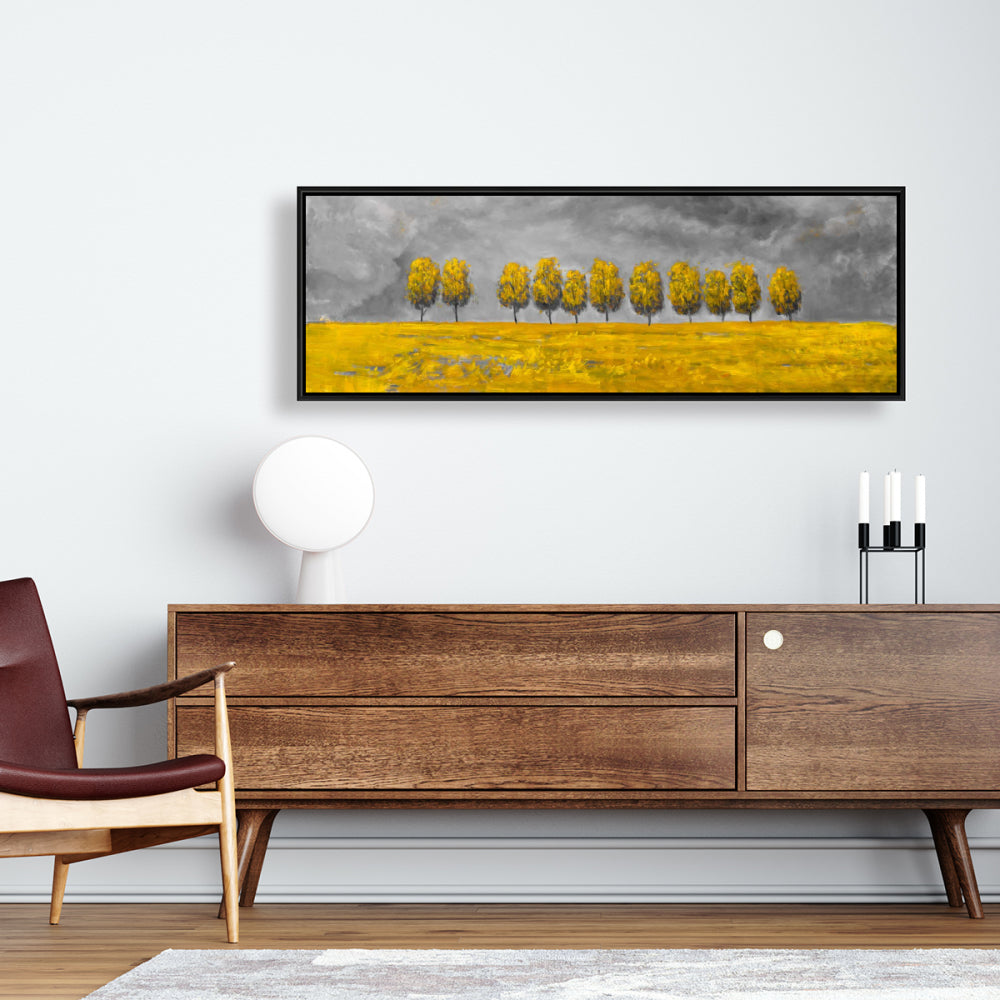 Trees in a Field Framed Canvas | Bedroom Trees Landscape Decor