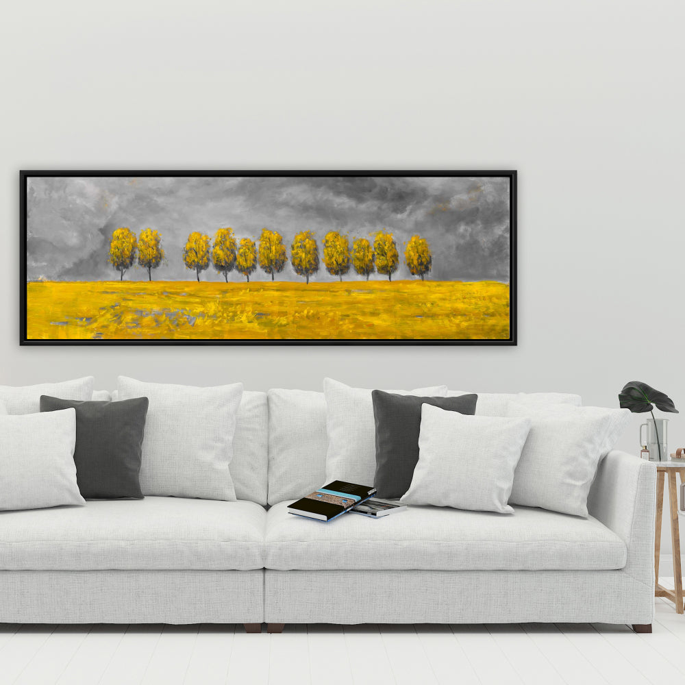 Trees in a Field Framed Canvas | Bedroom Trees Landscape Decor