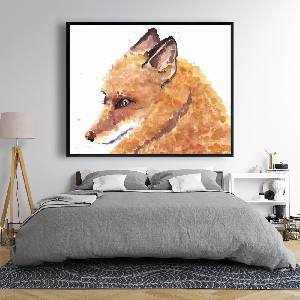 Toile de renard scandinave - Décoration d'intérieur encadrée pour chambre à coucher