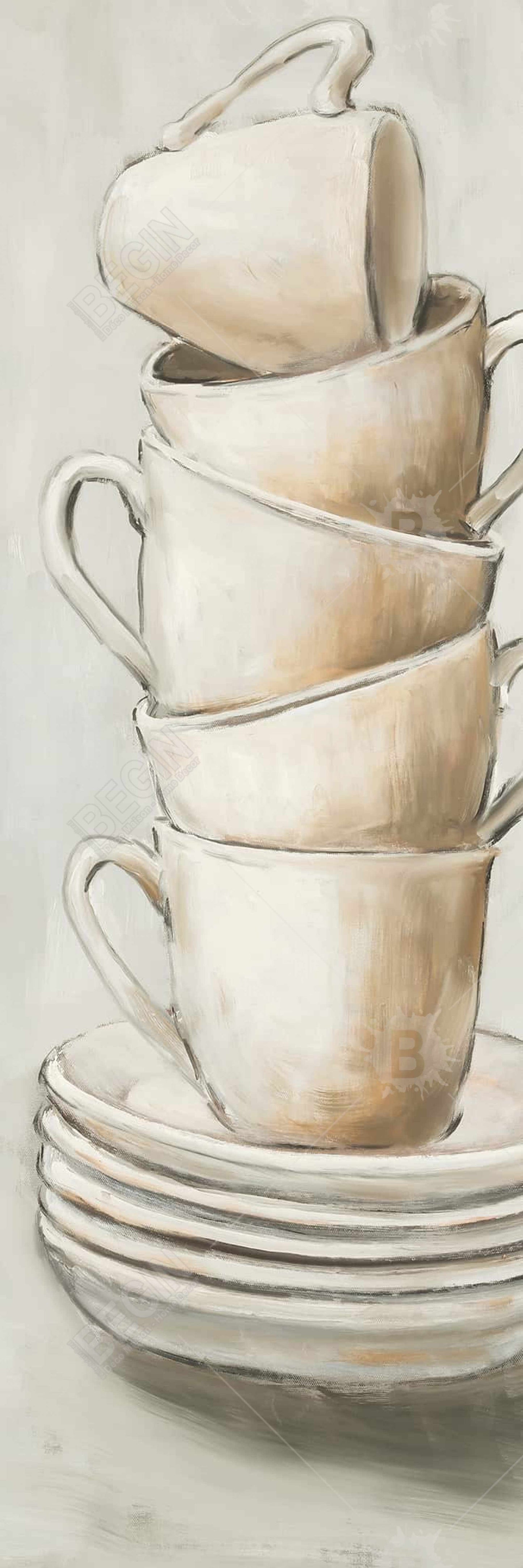 Stacked Cups Gray Canvas | Kitchen Decor | Home Wall Art