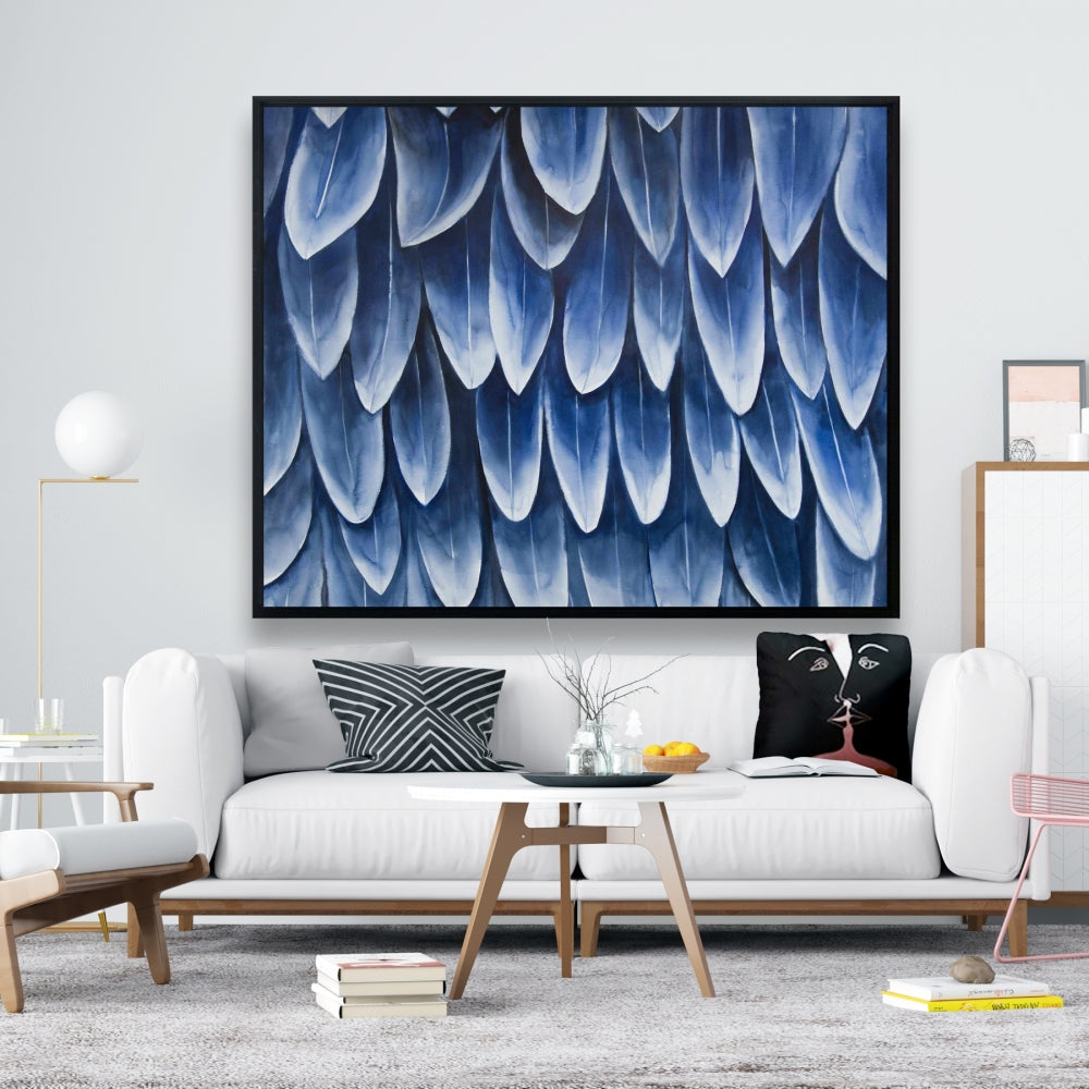 Plumage Blue Animals Feathers Framed Canvas | Home Decor