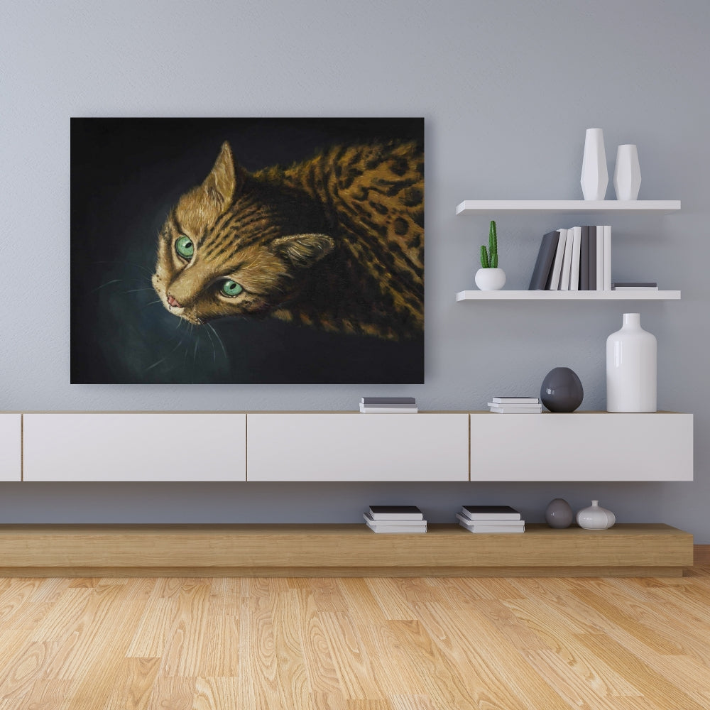 Bengal Cat Canvas | Modern Bedroom Animal Wall Art Decor
