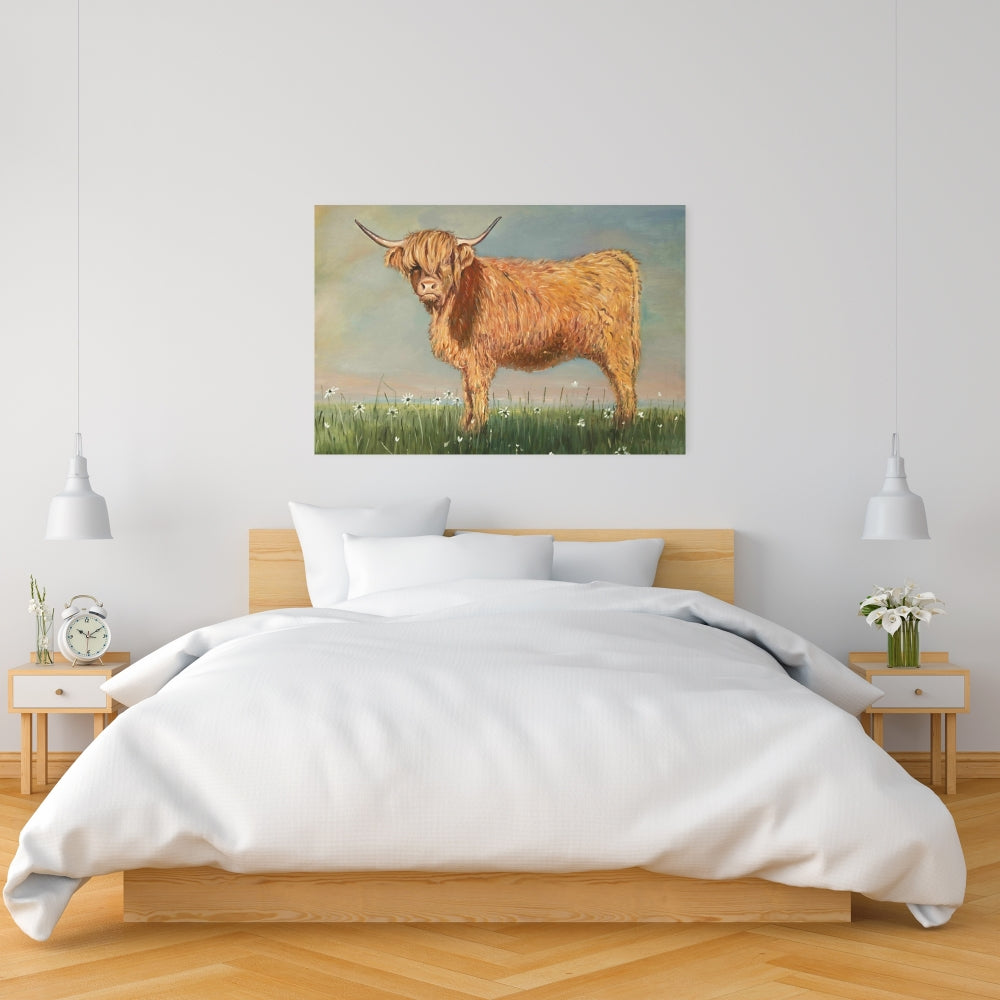 Daisy the Highland Cow Rustic Canvas - Farm Animal Home Decor