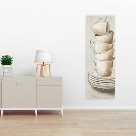 Stacked Cups Gray Canvas | Kitchen Decor | Home Wall Art