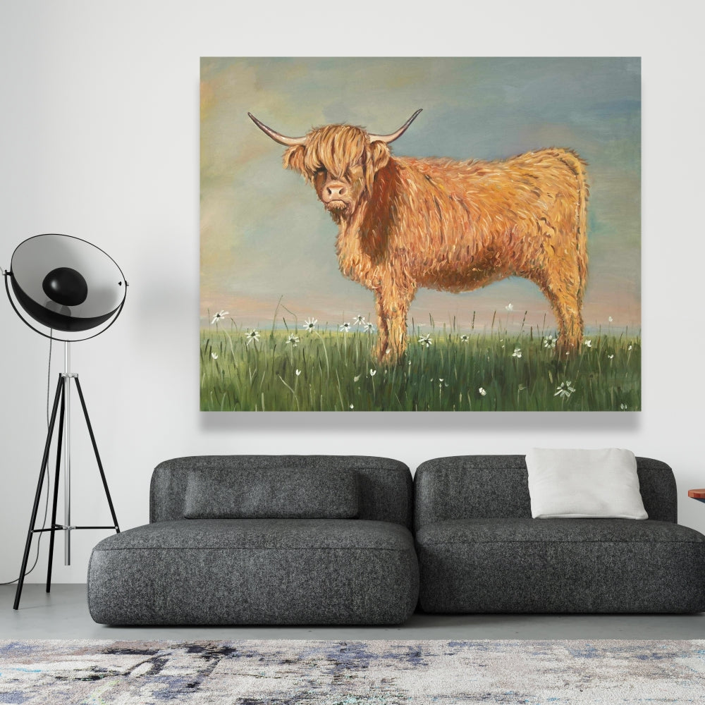 Daisy the Highland Cow Rustic Canvas - Farm Animal Home Decor