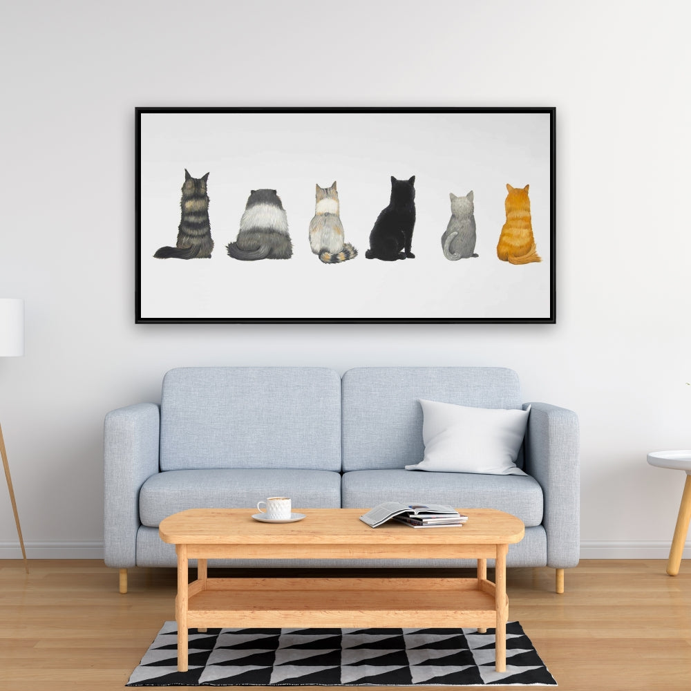 Toile « Six chats de dos » | Décoration d'intérieur