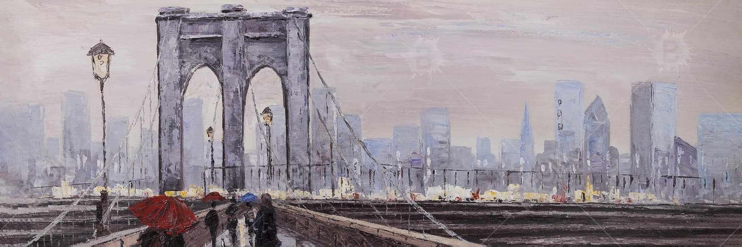 Toile Pont de Brooklyn | Décoration murale encadrée grise