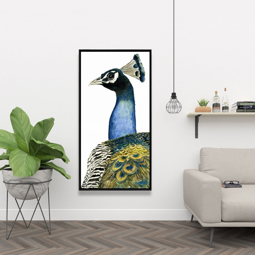 Watercolor Peacock Canvas | Bedroom Bird Wall Art Decor