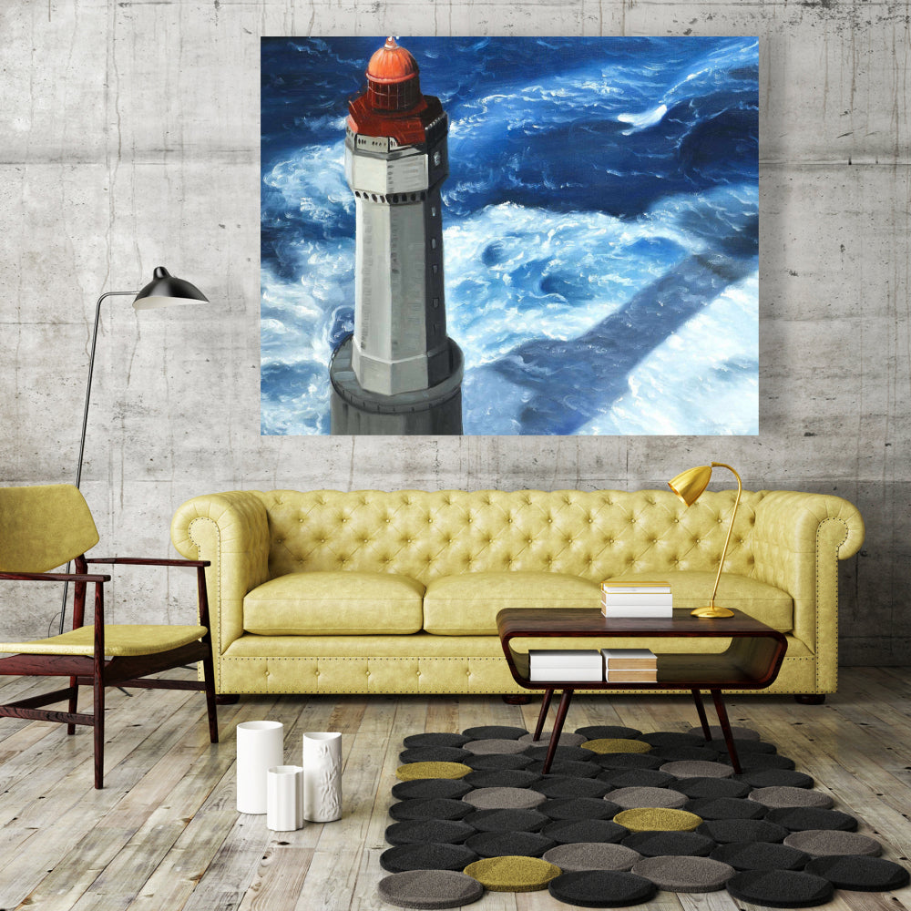Marine Building Blue Canvas - Le phare de Jument Decor