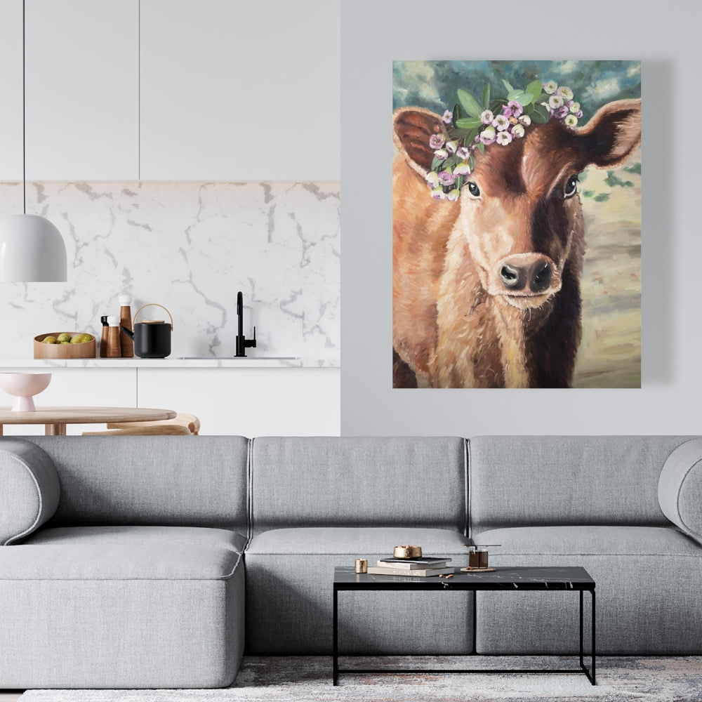 Brown Rustic Animals Canvas | Cute Jersey Cow Home Decor