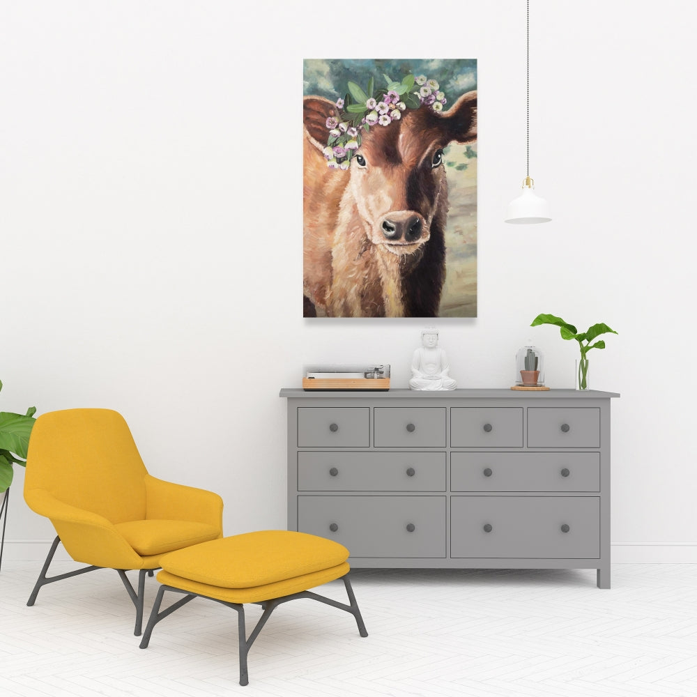 Brown Rustic Animals Canvas | Cute Jersey Cow Home Decor
