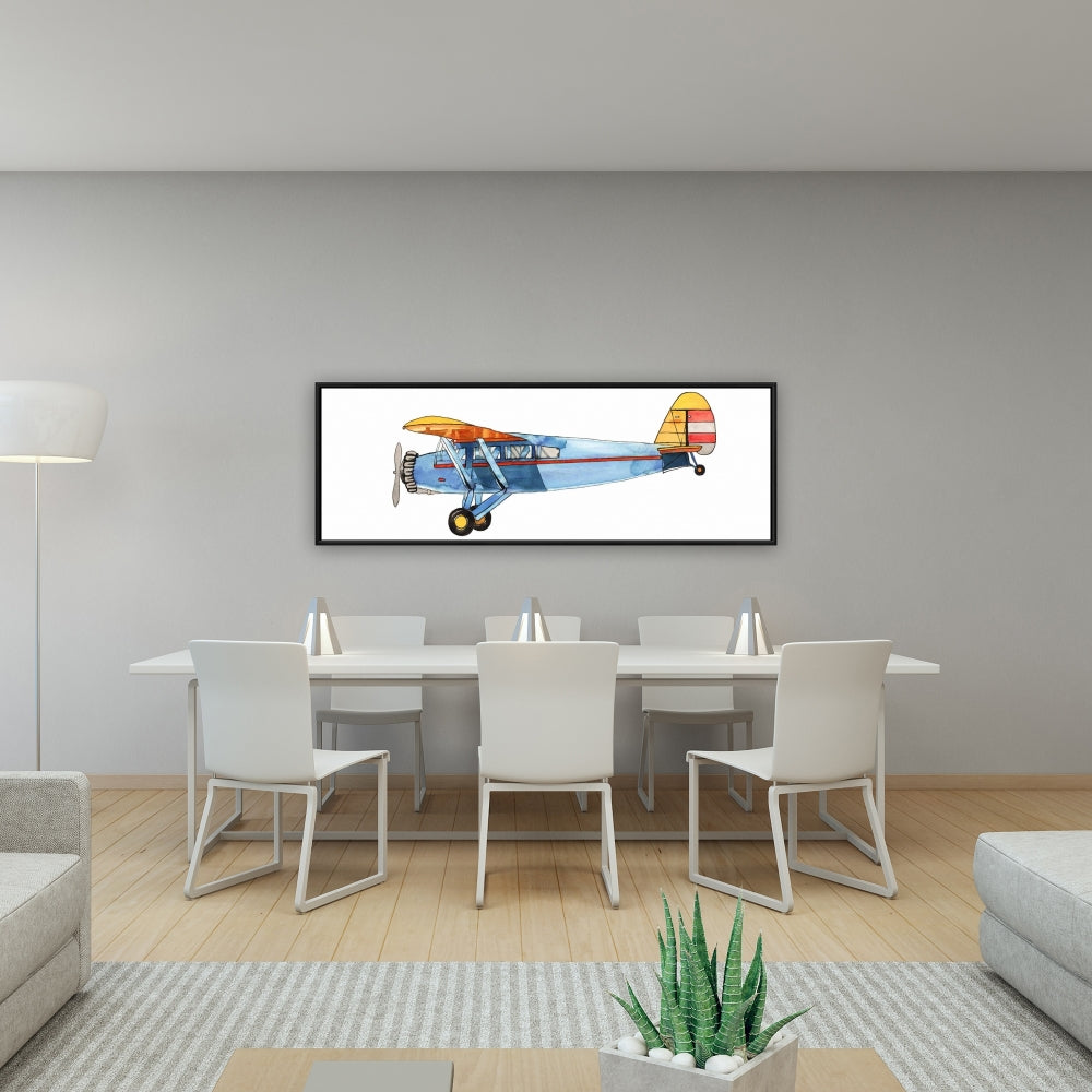 Toile encadrée Petit avion bleu | Décoration de chambre aviation