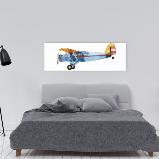 Small Blue Plane Canvas - Bedroom Decor | Aviation Art