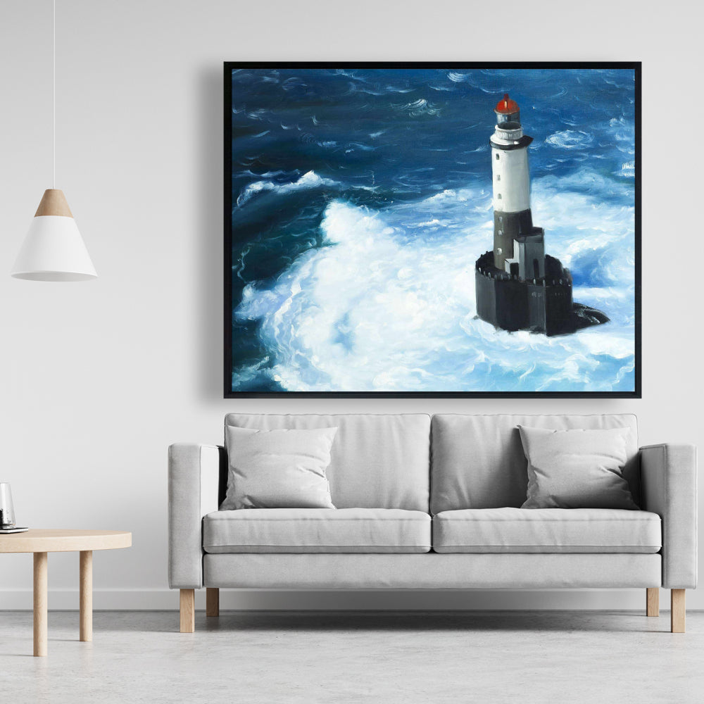 Unleashed Waves on a Lighthouse Canvas | Coastal Home Decor