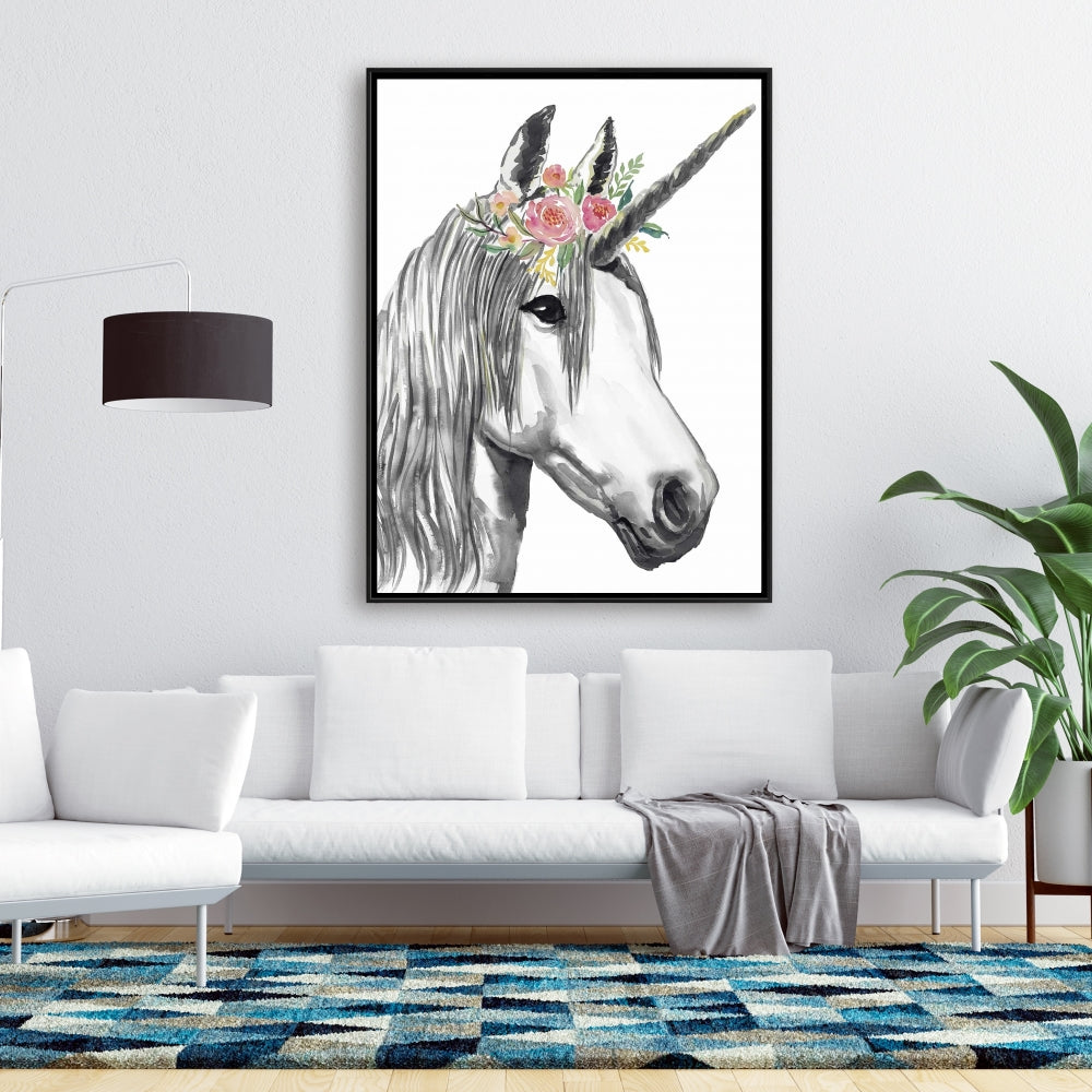Toile encadrée Licorne - Décoration de chambre à coucher avec cheval | Décoration murale