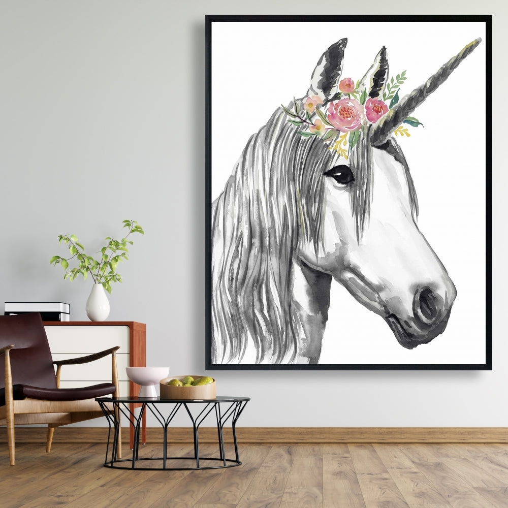 Toile encadrée Licorne - Décoration de chambre à coucher avec cheval | Décoration murale