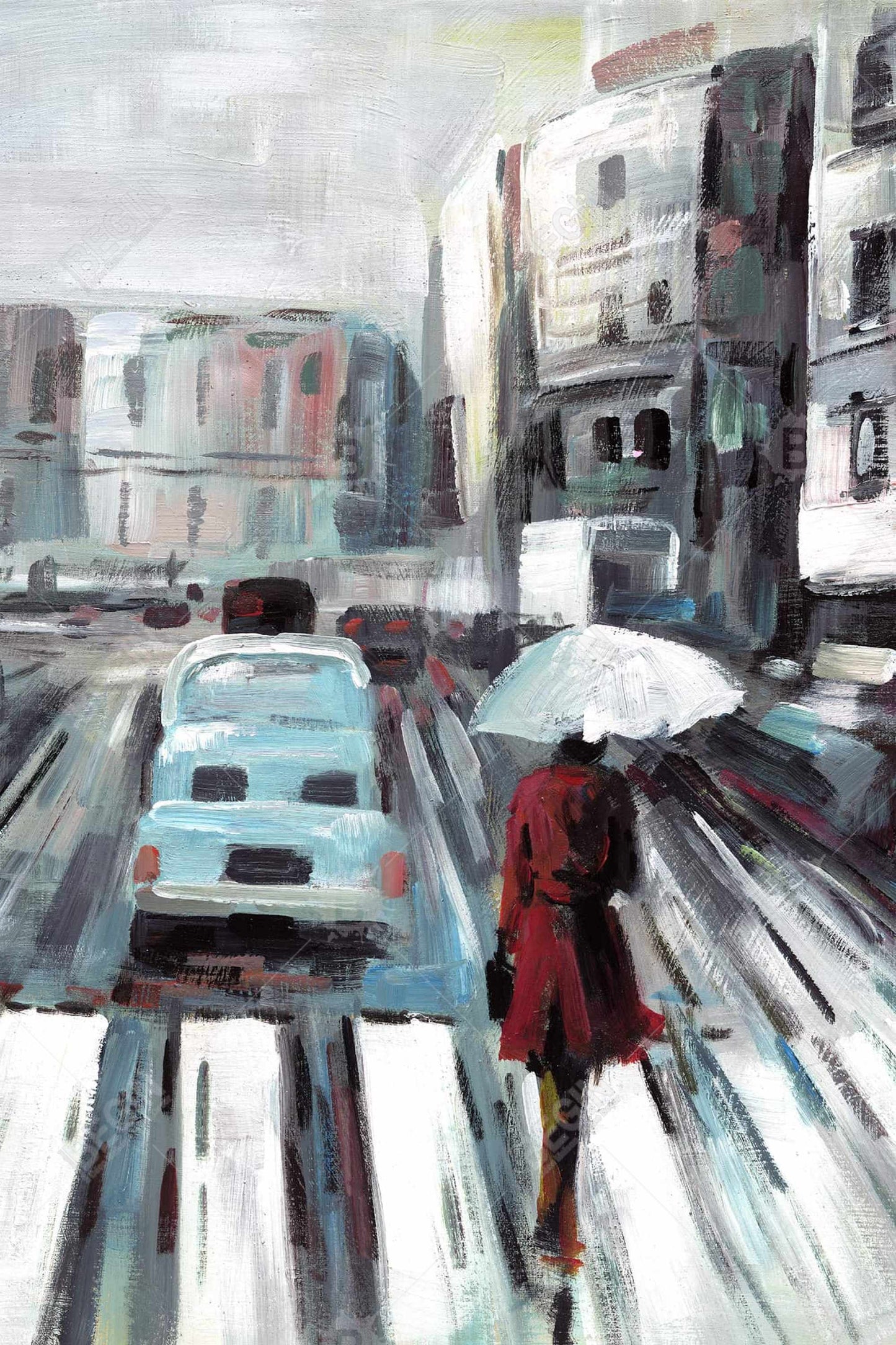 Abstract Pedestrian Crossing Canvas | Contemporary Bedroom Art