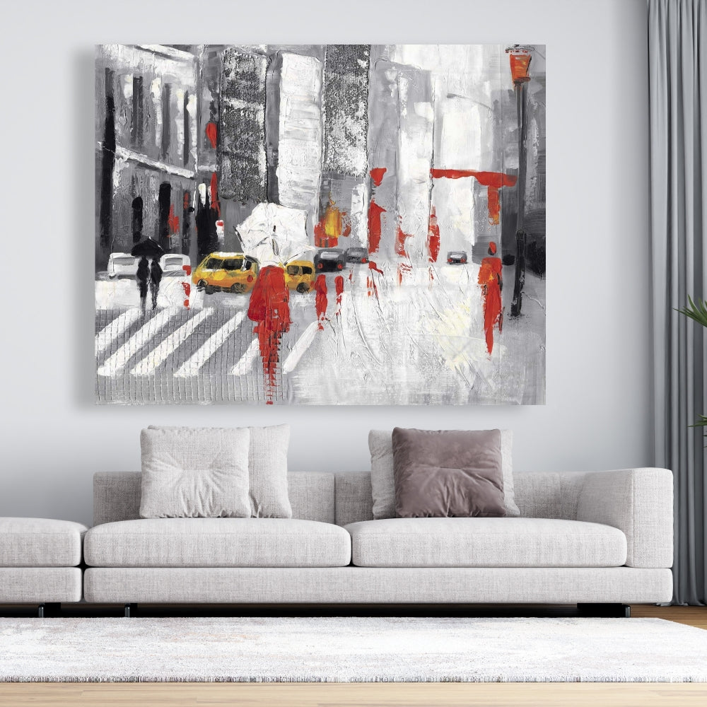 Abstract Cloudy City Street Canvas | Building Bedroom Decor