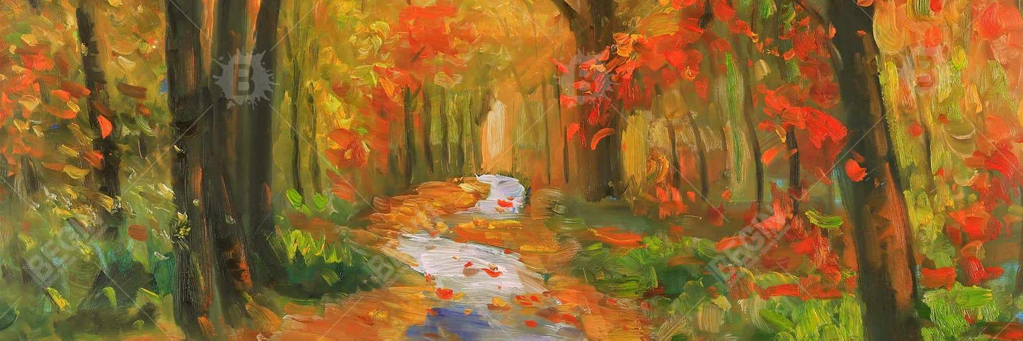 Autumn Trail Framed Canvas | Trees Livingroom Home Decor