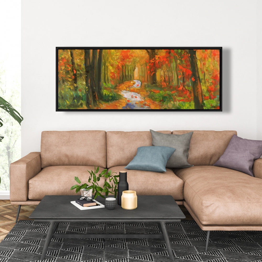 Autumn Trail Framed Canvas | Trees Livingroom Home Decor