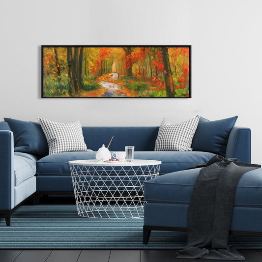 Toile encadrée « Sentier d'automne » | Décoration d'intérieur avec arbres
