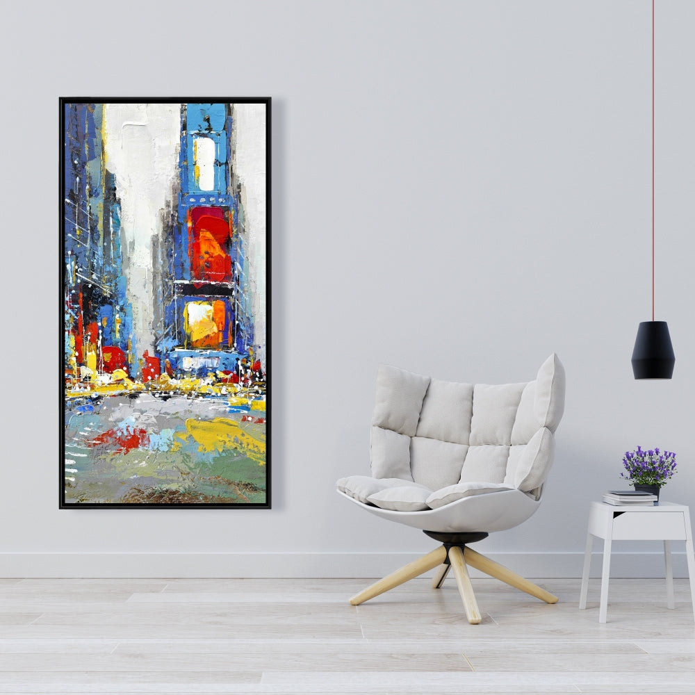 Abstract Colorful Buildings Framed Canvas | Home Decor Art