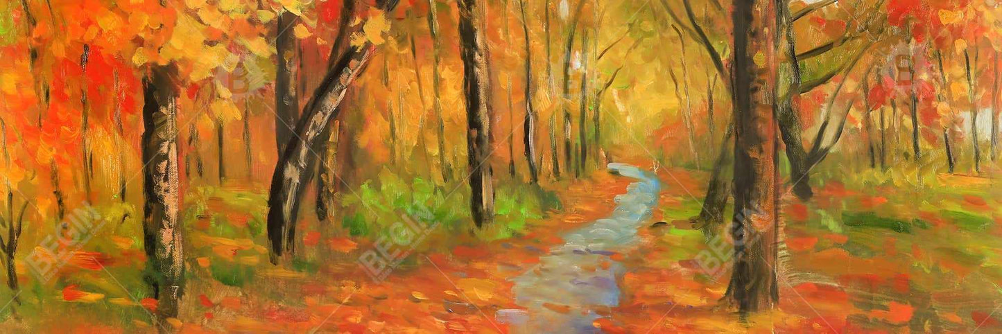 Autumn Trail in Forest Canvas | Trees Contemporary Home Decor