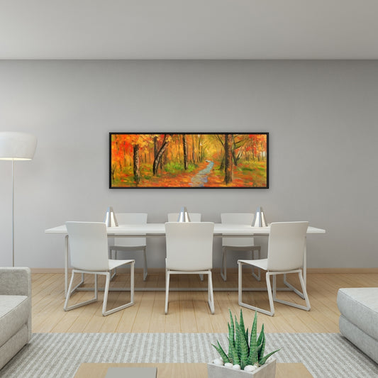 Toile « Sentier d'automne en forêt » | Décoration d'intérieur contemporaine avec arbres