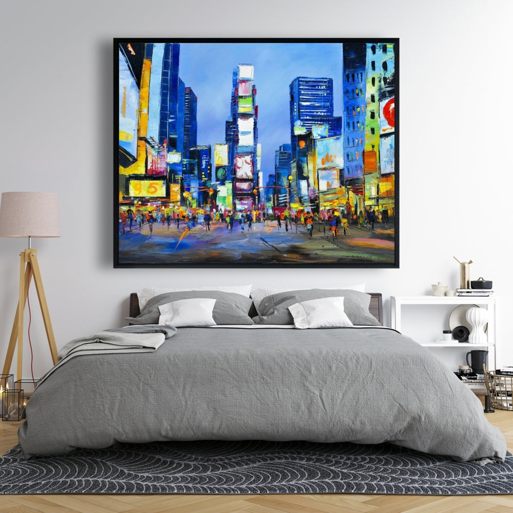 Toile Paysage urbain de Times Square | Décoration d'intérieur encadrée rétro