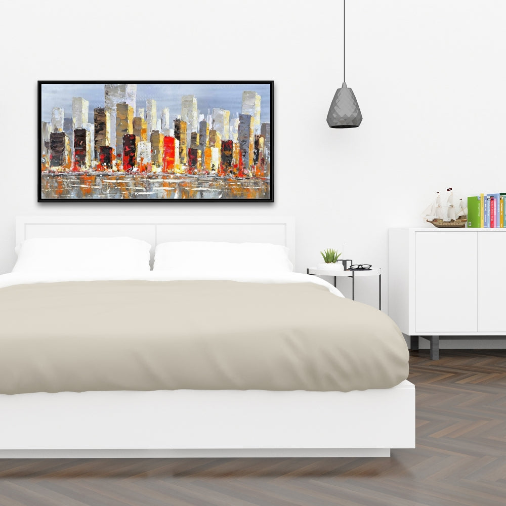 Toile colorée | Cadre gris | Décor de réflexion sur l'eau