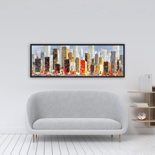 Toile colorée | Cadre gris | Décor de réflexion sur l'eau