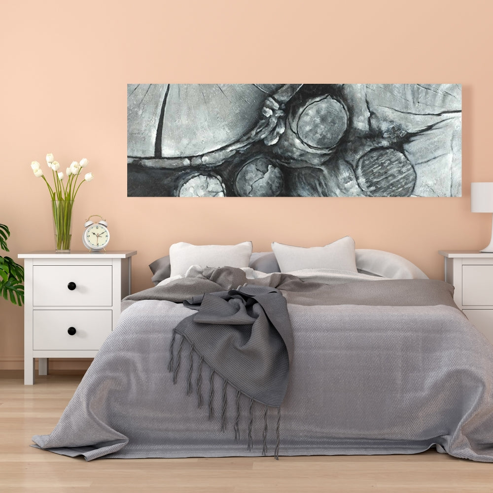White Bedroom Canvas - Textured Wooden Logs Home Decor