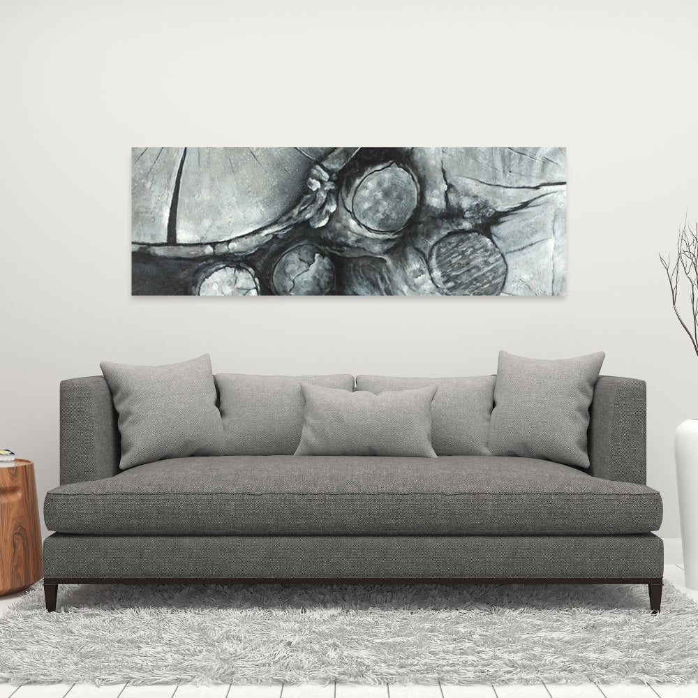 White Bedroom Canvas - Textured Wooden Logs Home Decor