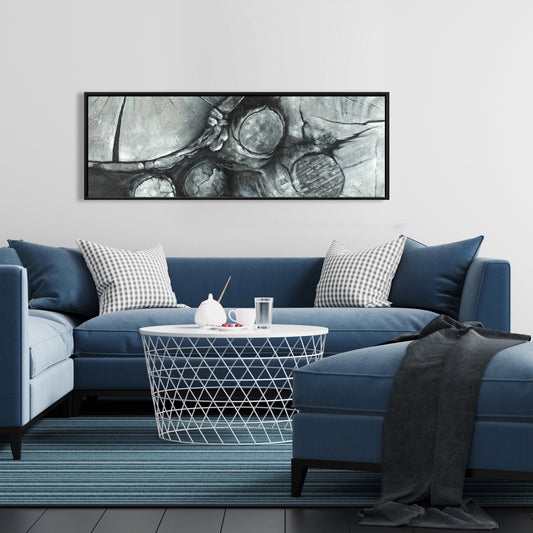 Toile encadrée monochrome à motifs de rondins de bois texturés | Décoration d'intérieur