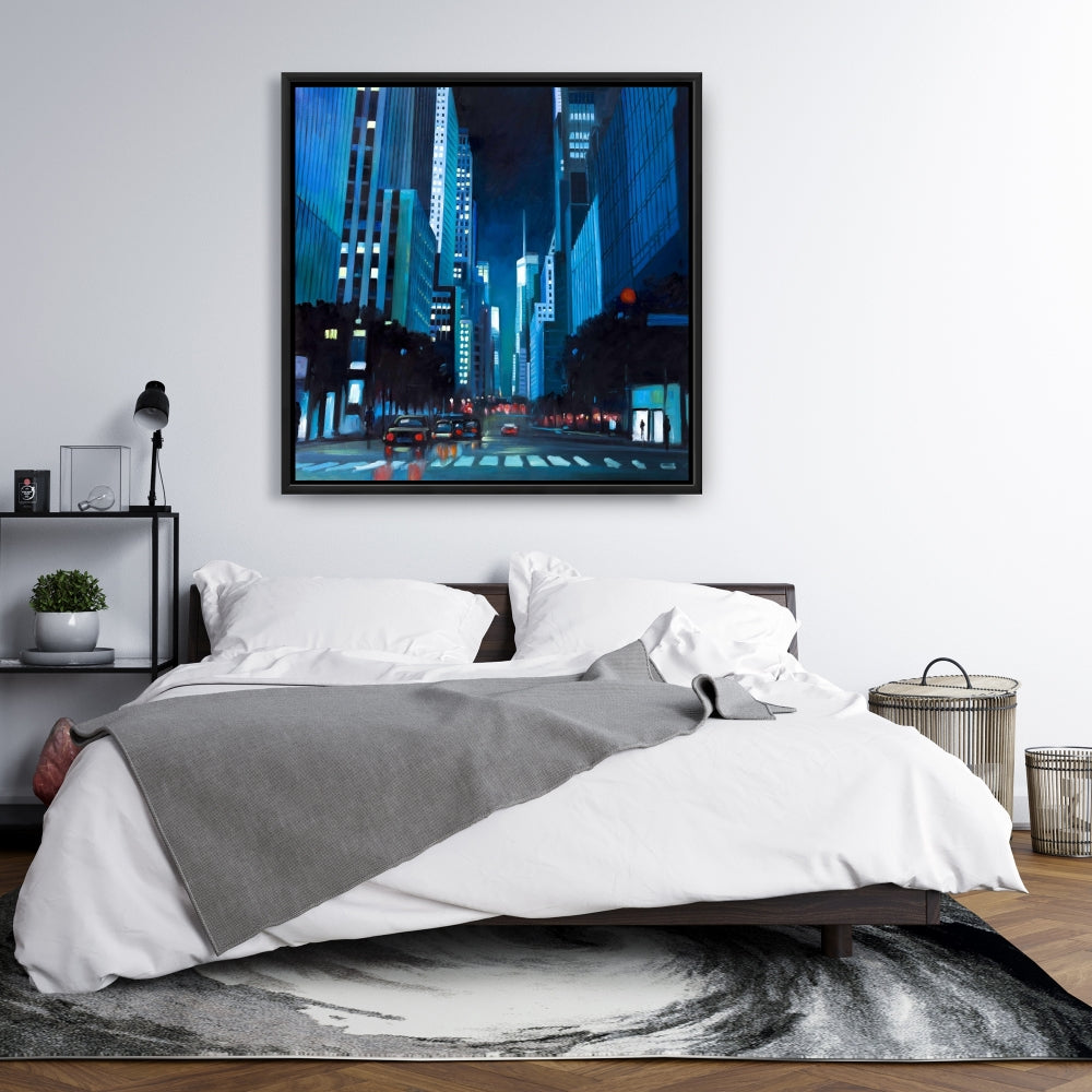 Evening in Manhattan, NYC Framed Canvas - Modern Home Decor