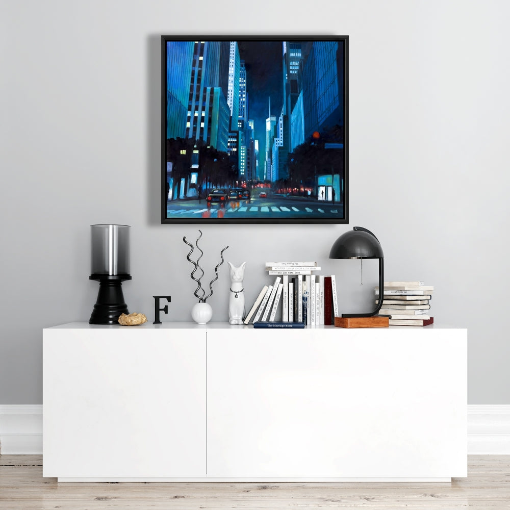 Evening in Manhattan, NYC Framed Canvas - Modern Home Decor