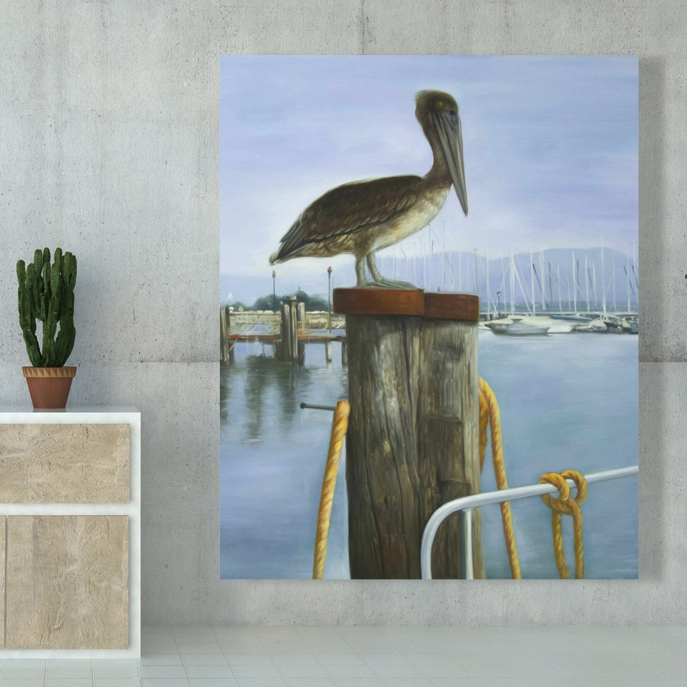 Pelican Blue Canvas for Bathroom | Animal Home Decor Wall Art