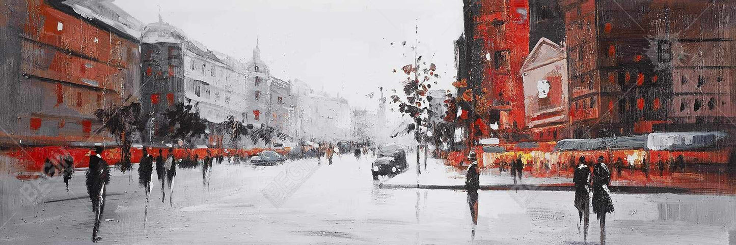 Classic Street Scene Gray Canvas | Home Decor Wall Art