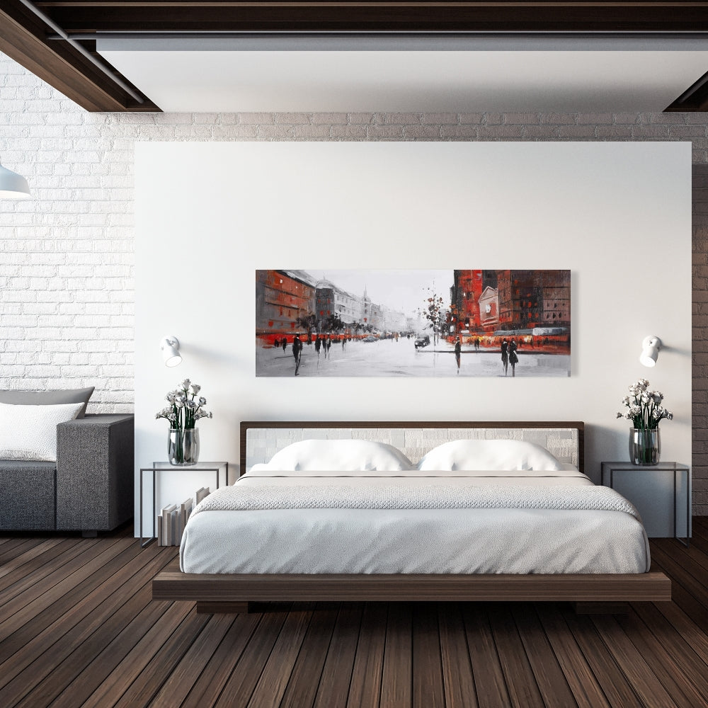 Classic Street Scene Gray Canvas | Home Decor Wall Art