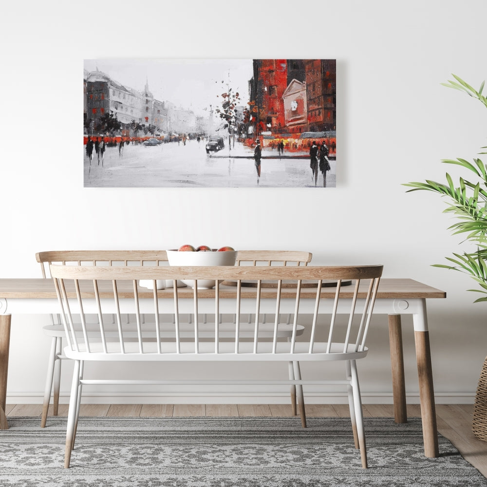 Classic Street Scene Gray Canvas | Home Decor Wall Art